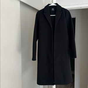 Zara womens long black coat